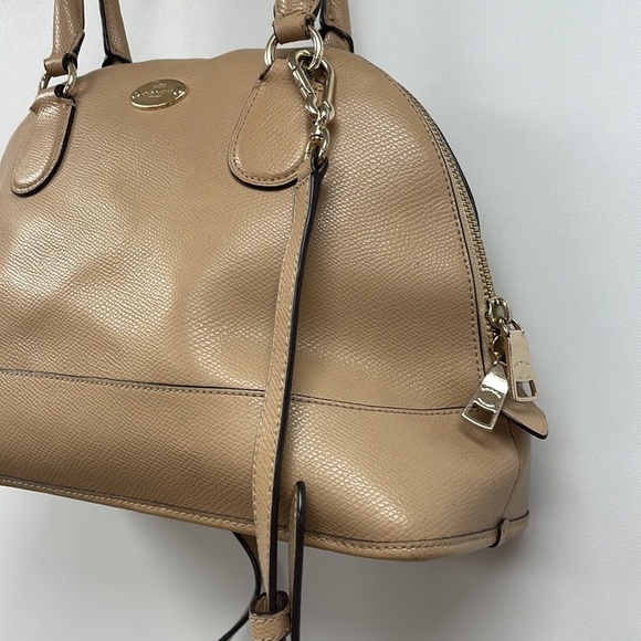 Vintage Coach Satchel Leather Crossbody Bag Tan 12"x9"x5" - Picture 4 of 9